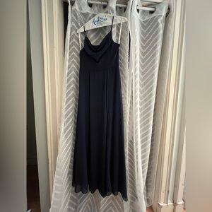 David’s bridal cowl neck chiffon bridesmaid dress with slit